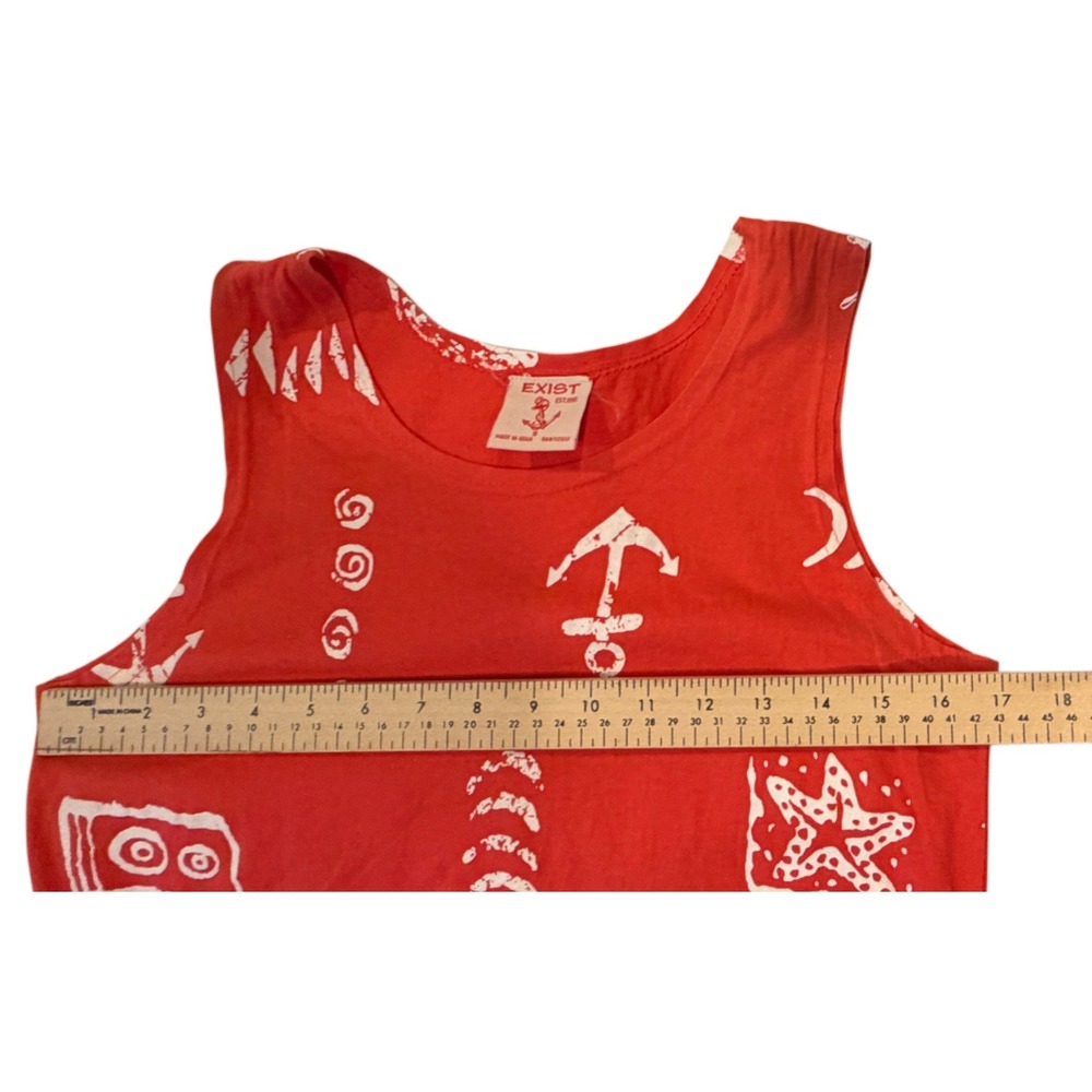Exist Red Nautical Anchor Print Sleeveless Cotton Yachtcore Maxi Dress -Small - Picture 6 of 9